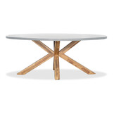 Livorno/Seville zwart dining tuinset | 4 personen | betonlook + hardhout | 200cm ovaal