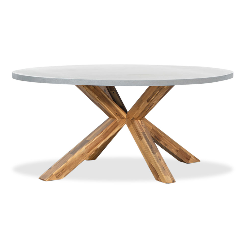 Livorno/Seville zwart dining tuinset | 4 personen | betonlook + hardhout | 200cm ovaal