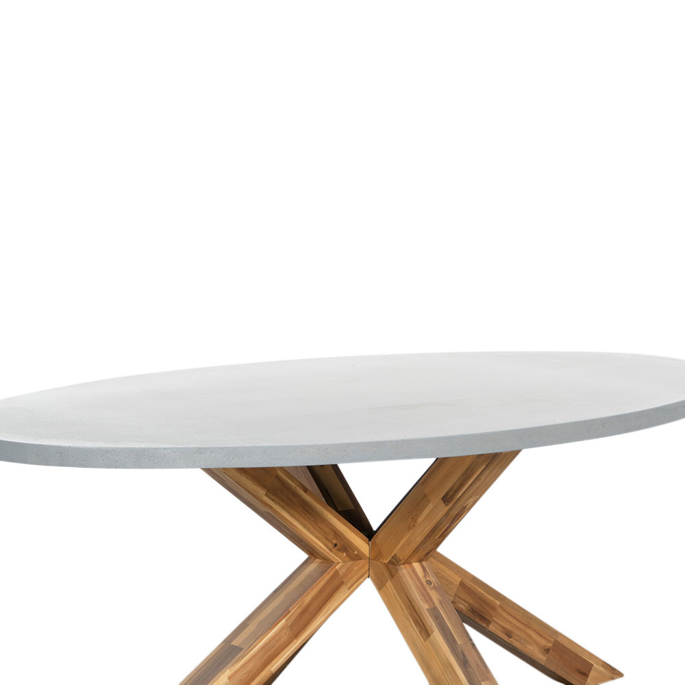 Livorno/Seville zwart dining tuinset | 4 personen | betonlook + hardhout | 200cm ovaal