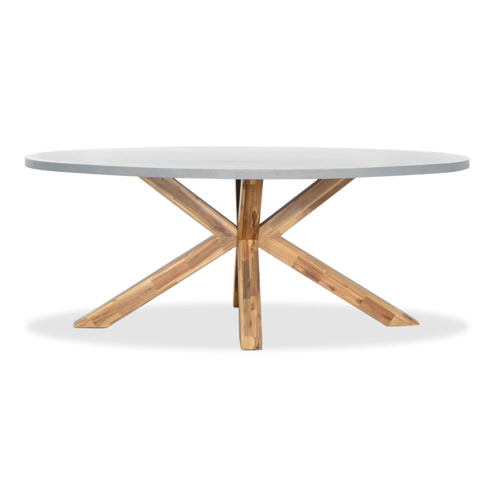 Livorno/Dakota beige/wit dining tuinset | 4 personen | betonlook + touw | 200cm ovaal