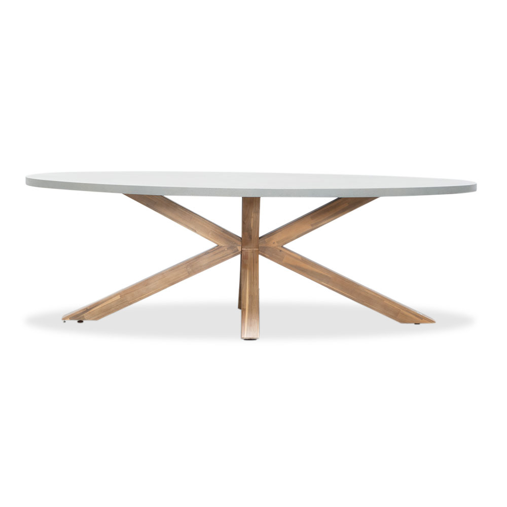 Livorno/Dakota grijs dining tuinset | 6 personen | betonlook + touw | 240cm ovaal