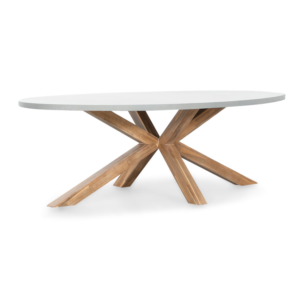 Livorno/Portofino grijs dining tuinset | 6 personen | betonlook + touw | 240cm ovaal