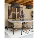 Livorno/Seville hout zand dining tuinset | 6 personen | betonlook + touw | 240cm ovaal