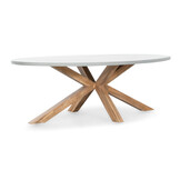 Livorno/Tulum Sahara Dust dining tuinset | 6 personen | betonlook + touw | 240cm ovaal