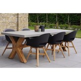 Meran/Karlstad zwart dining tuinset | 4 personen | betonlook + kunststof | 135cm rond