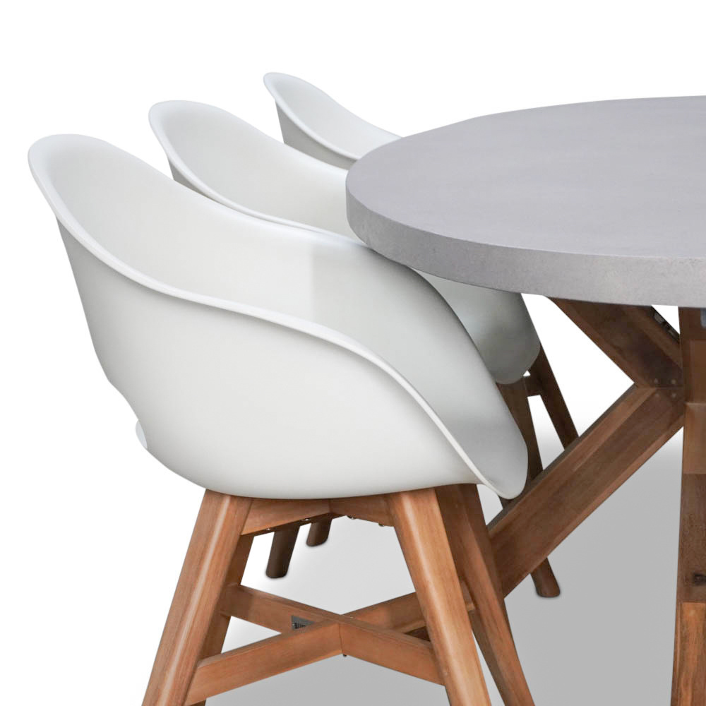 Veltis/Karlstad wit dining tuinset | 8 personen | travertin + kunststof | 300cm