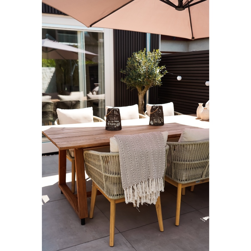 Gotenburg/Tulum Sahara Dust dining tuinset | 4 personen | teakhout + touw | 200cm