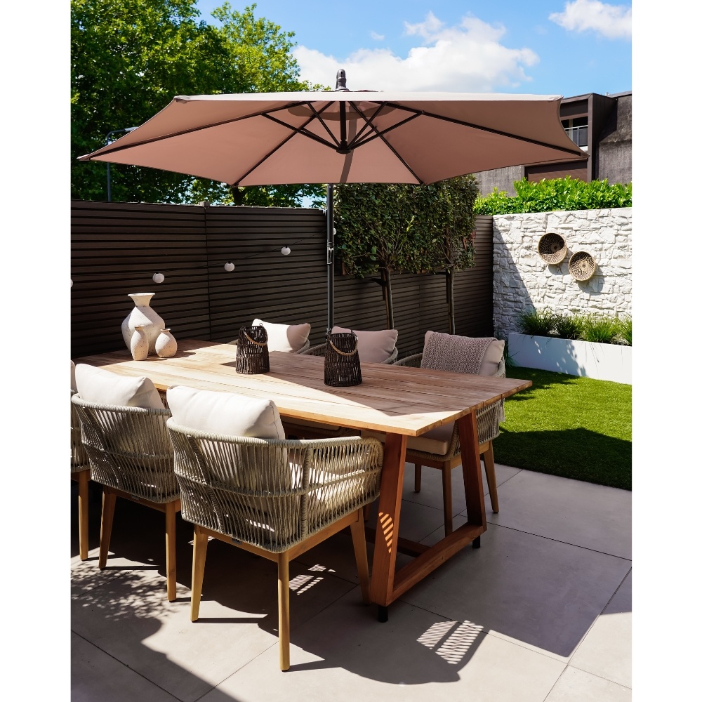 Gotenburg/Tulum Sahara Dust dining tuinset | 4 personen | teakhout + touw | 200cm
