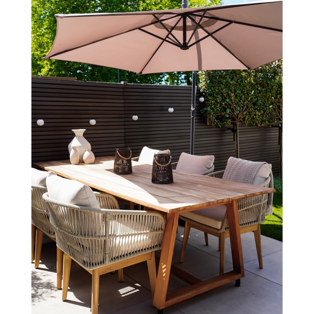 Gotenburg/Portofino Sahara Dust dining tuinset | 6 personen | teakhout + touw | 250cm