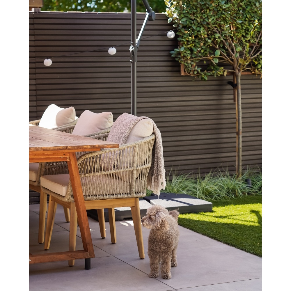 Rochefort dining tuinstoel set van 4 | touw + hardhout | zand