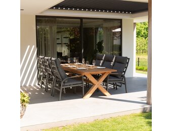 Riga/Annecy antraciet dining tuinset | 6 personen | teakhout + aluminium | 250cm