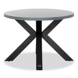 Stockholm/Karlstad zwart dining tuinset | 6 personen | betonlook + kunststof | 200cm