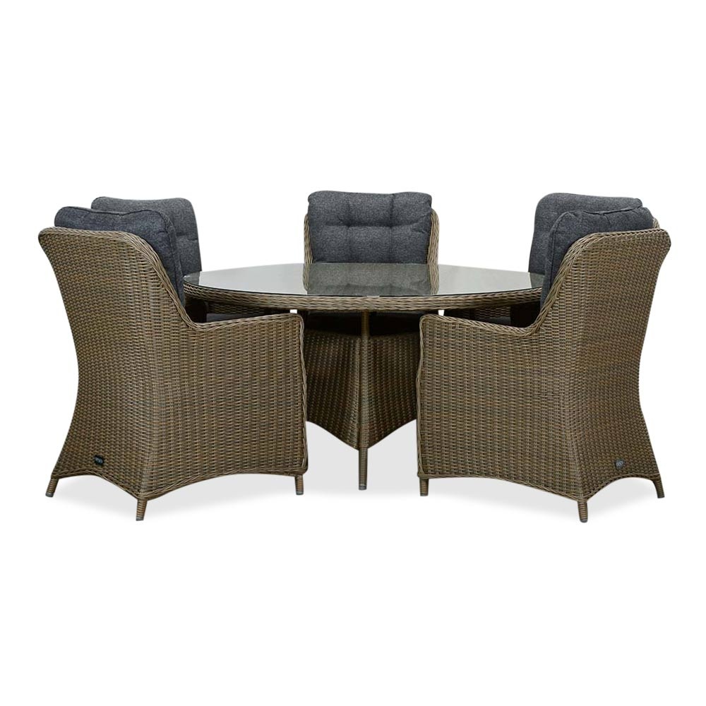 Madrid/Madrid Ash Grey dining tuinset | 5 personen | wicker | 150cm rond