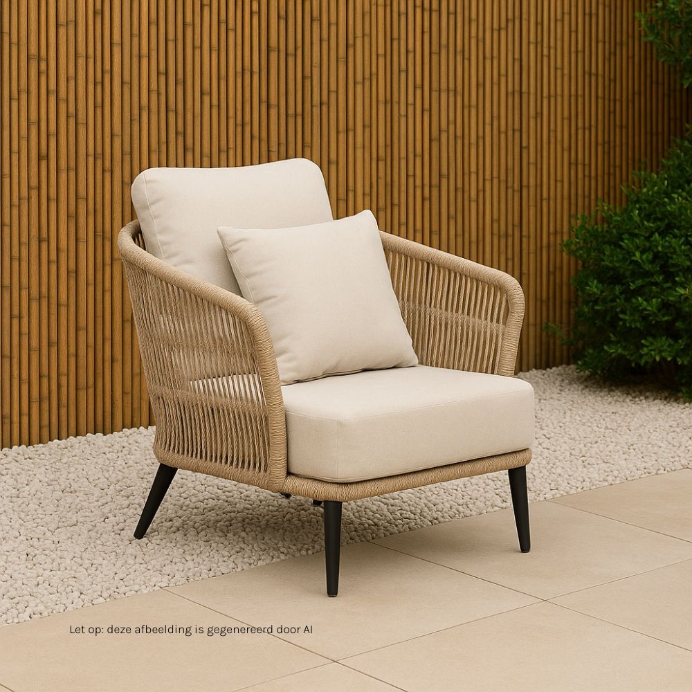 Palermo loungestoel tuin | aluminium + touw | Sahara Dust