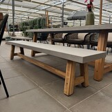 Veltis dining tuinbank | betonlook + hardhout | 250x45cm