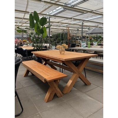 Riga/Seville olijfgroen dining tuinset | 6 personen | teakhout + aluminium | 250cm