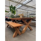 Riga/Seville olijfgroen dining tuinset | 6 personen | teakhout + aluminium | 250cm
