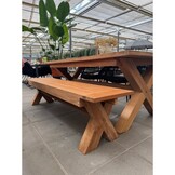 Riga/Seville olijfgroen dining tuinset | 4 personen | teakhout + aluminium | 200cm