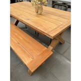 Riga/Seville olijfgroen dining tuinset | 4 personen | teakhout + aluminium | 200cm