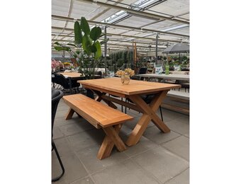 Riga/Seville olijfgroen dining tuinset | 4 personen | teakhout + aluminium | 200cm