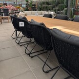 Vigo/Portofino zwart dining tuinset | 8 personen | teakhout + touw | 320cm