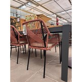 Seville dining tuinstoel stapelbaar set van 6 | touw + staal | terra