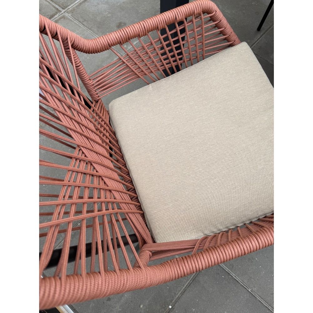 Seville dining tuinstoel stapelbaar set van 8 | touw + staal | terra