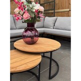 Aurora koffietafel set van 2 | teakhout + staal