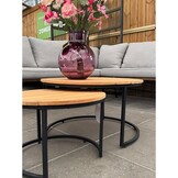 Aurora koffietafel set van 2 | teakhout + staal