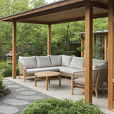 Braga hoek loungeset 5 personen | touw + hardhout | zand | 4-delig - 235x235cm
