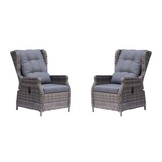 Belfort loungestoel tuin set van 2 | wicker + aluminium | Ash Grey