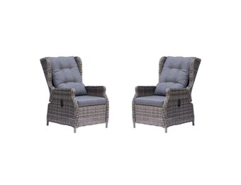 Belfort loungestoel tuin set van 2 | wicker + aluminium | Ash Grey