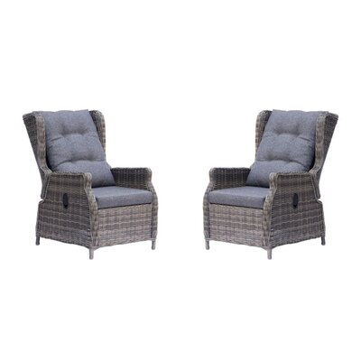 Belfort loungestoel tuin set van 2 | wicker + aluminium | Ash Grey