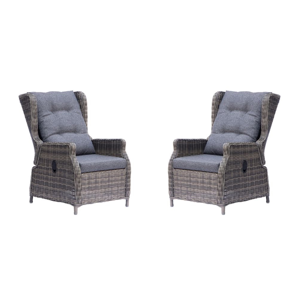 Belfort loungestoel tuin set van 2 | wicker + aluminium | Ash Grey