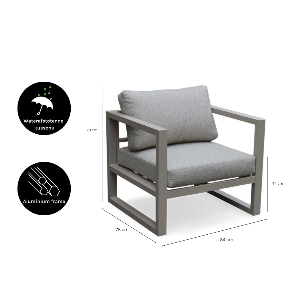 Cordoba loungestoel tuin set van 2 | aluminium | beige