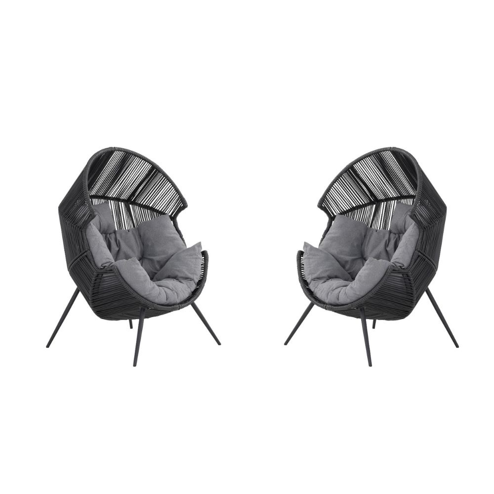 Cozy loungestoel tuin set van 2 | staal | antraciet afbeelding