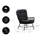 Dex loungestoel tuin set van 2 | touw + aluminium | Lava Grey