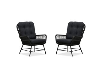 Dex loungestoel tuin set van 2 | touw + aluminium | Lava Grey