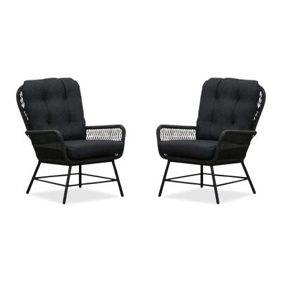 Dex loungestoel tuin set van 2 | touw + aluminium | Lava Grey