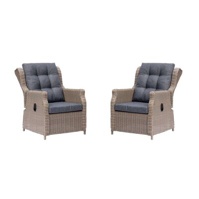 Geneve loungestoel tuin set van 2 | wicker | Ash Grey
