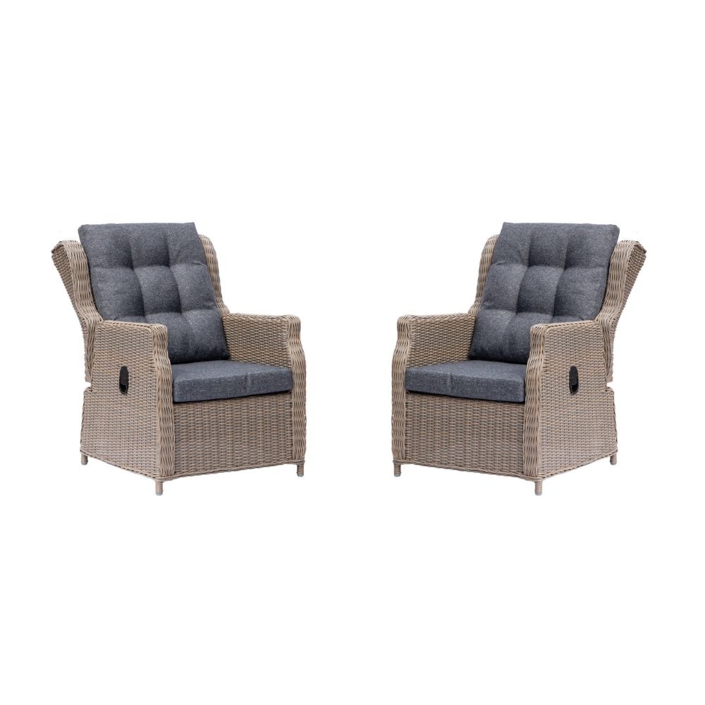 Geneve loungestoel tuin set van 2 | wicker | Ash Grey