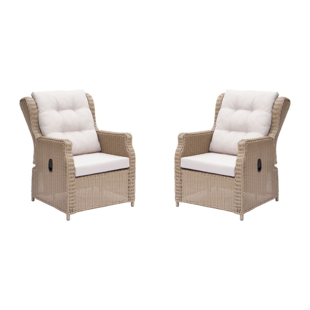 Geneve loungestoel tuin set van 2 | wicker | Royal Sand afbeelding