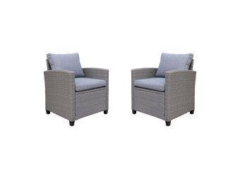 Stockholm loungestoel tuin set van 2 | wicker | grijs