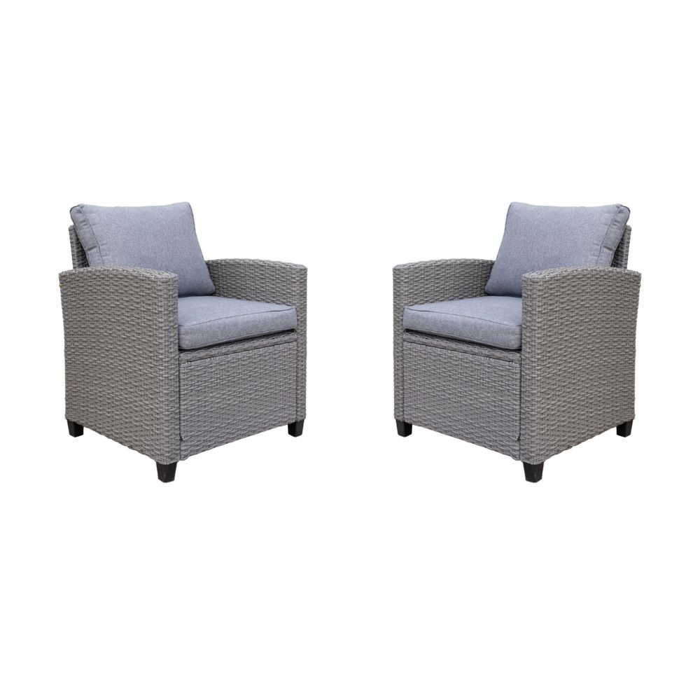 Stockholm loungestoel tuin set van 2 | wicker | grijs