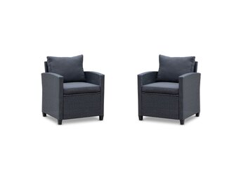 Stockholm loungestoel tuin set van 2 | wicker | zwart