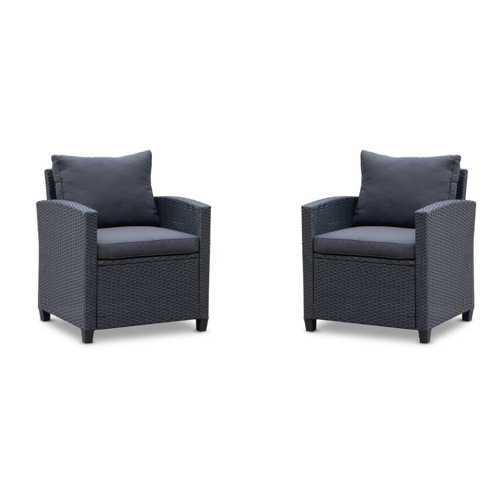 Stockholm loungestoel tuin set van 2 | wicker | zwart afbeelding