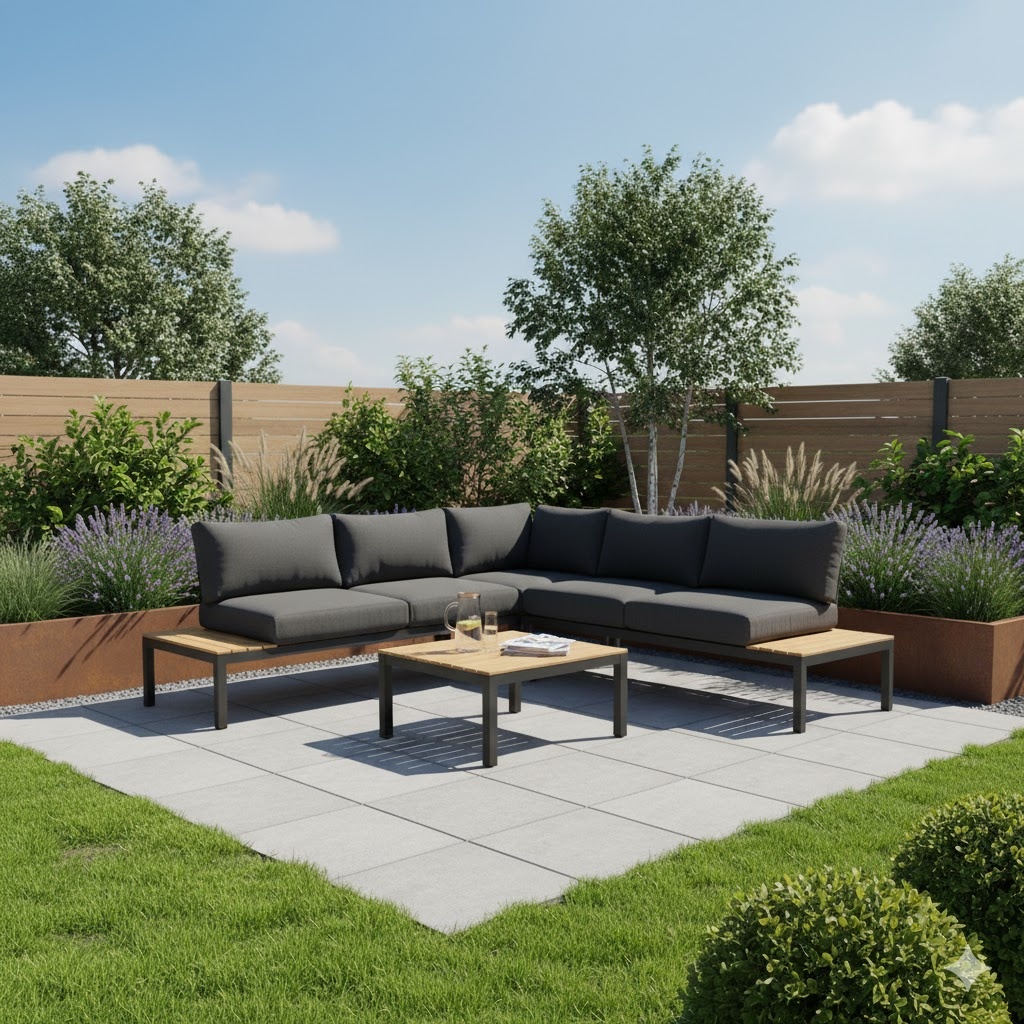 Brest hoek loungeset 5 personen | aluminium | antraciet | 4-delig - 229x229cm