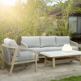 Alora stoel-bank loungeset 5 personen | hardhout + touw | Light Grey | 4-delig