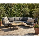 Donnan hoek loungeset 6 personen | aluminium + polywood | antraciet | 4-delig - 279x217cm