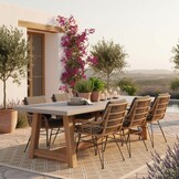 Veltis/Carlos antraciet dining tuinset | 6 personen | betonlook + wicker | 250cm